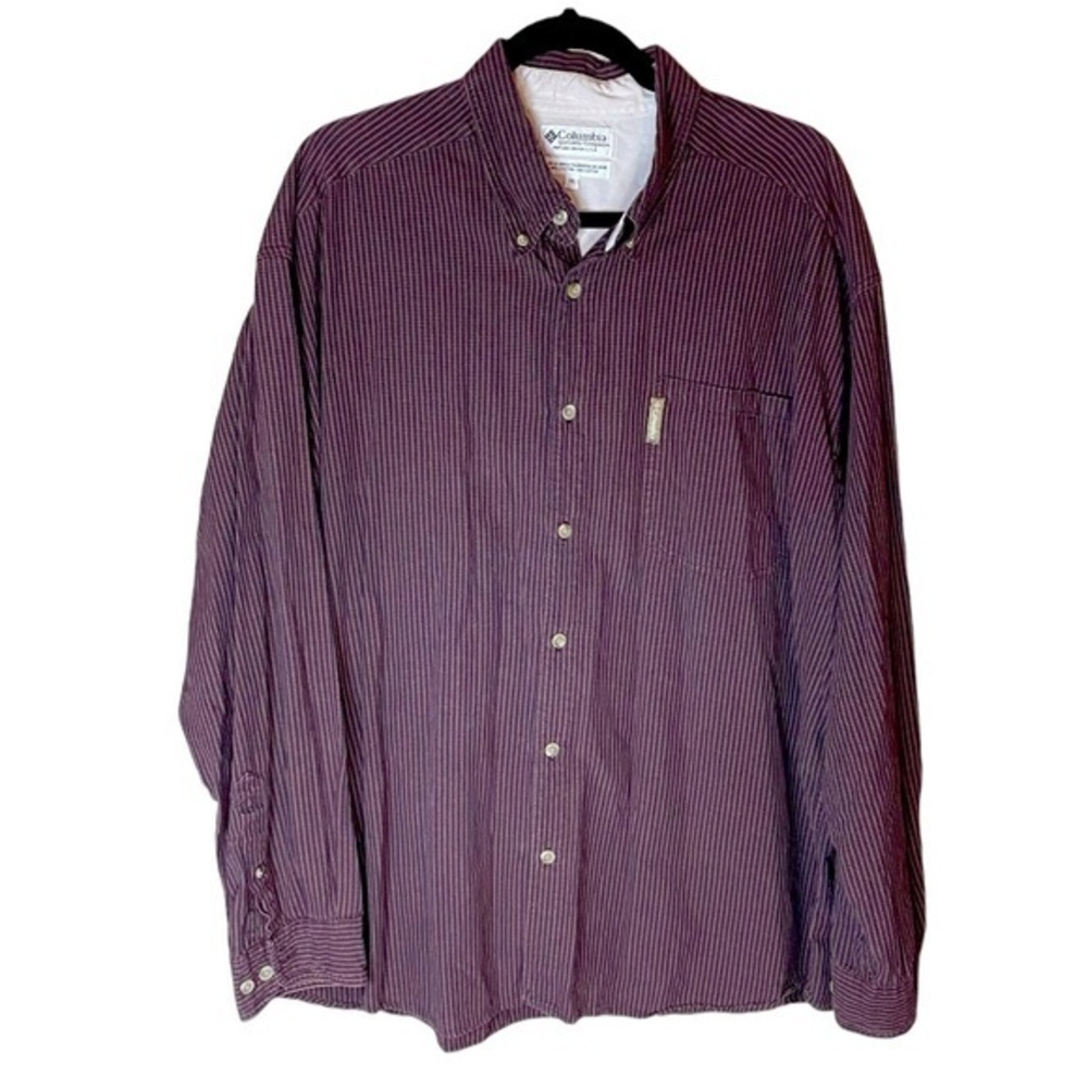 Columbia Navy Red Brown Plaid Long Sleeve Button‎ Up Shirt Size XXL